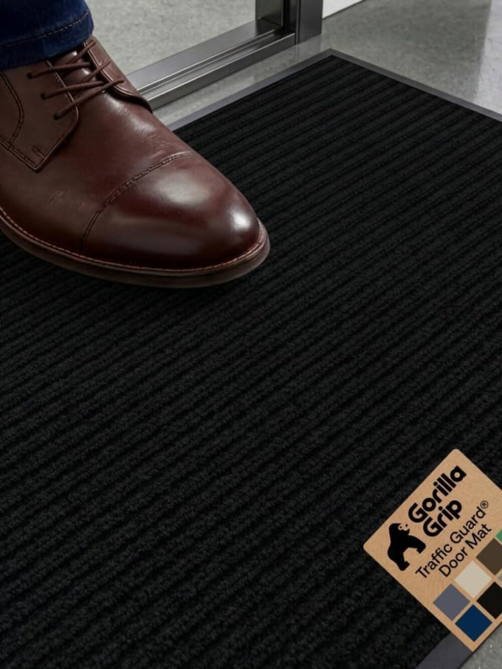 Traffic Guard Indoor Outdoor Heavy Duty Door Mat, 29x17 Black